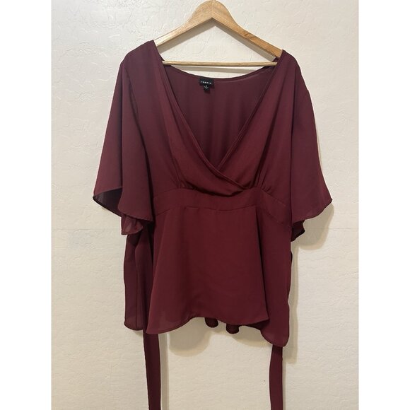 Torrid Womans Wrap Top Size 3X Flowy Formal Office Career Event Romantic Bow - Picture 1 of 14